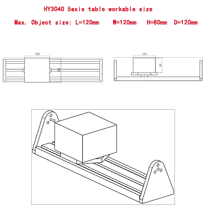 HY3040 5axis workable size
