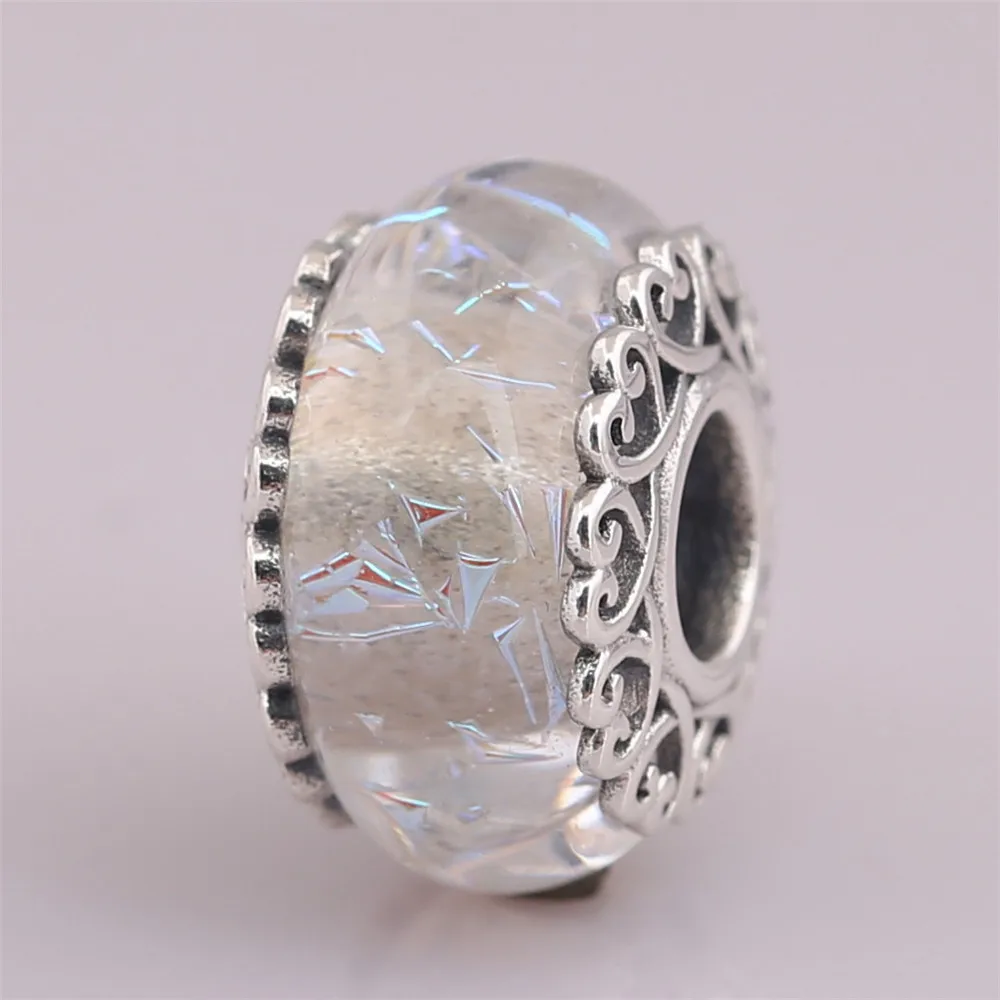 925 Sterling Silver Dangling Iridescent Crystal Star Charm Bead