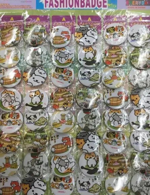 

New 48pcs/set Cartoon Japanese anime cat Round Brooch Button Pin 4.5 cm DIY Gift RB-100