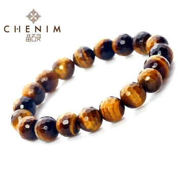 

Sparer natural yellow tiger eye round bracelet tiger clear stone bracelets crystal Men