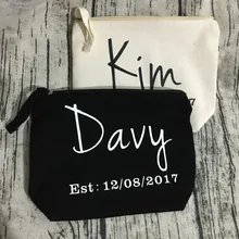 Cutom пользовательские Жених Невеста имена сумка для косметики комплекты свадебный подарок подружки невесты составляют сумки уникальный подарок для невесты Вечерние сувениры