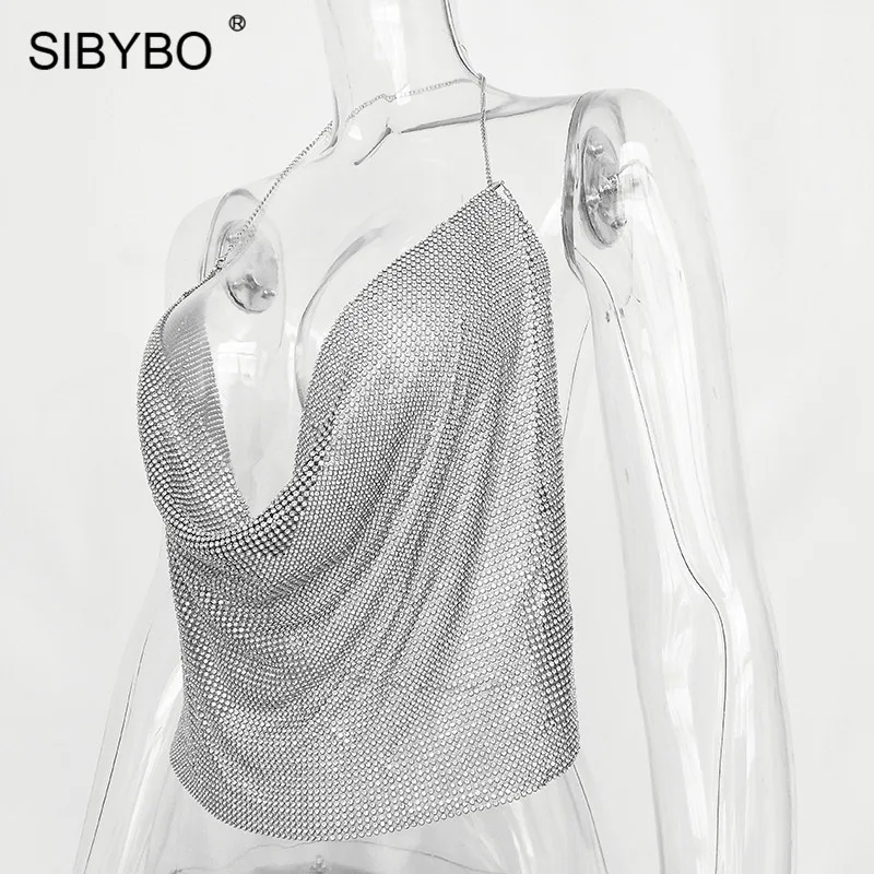 Женский укороченный топ Sibybo с лямкой через шею и открытой спиной пляжный