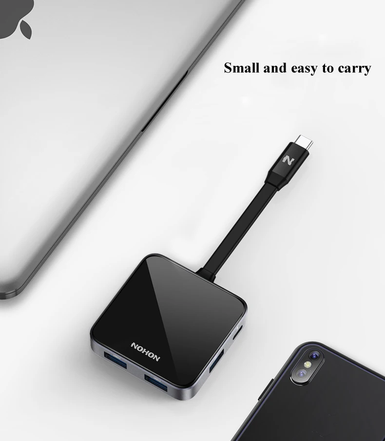 Nohon USB C HUB 3.0 HUB HDMI Thunderbolt 3 Adapter For MacBook Huawei P20 Pro Mate10 Samsung Galaxy S9 Note 9 Type C PD  USB HUB NH-HUB02 Details  (15)
