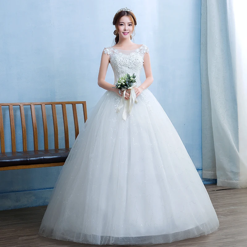 

New Wedding Dress Bride's Shoulder Simple Large Lace Up Wedding Dresses Ball Gown Dresses
