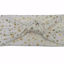 J183026 новейшая хорошая растягивающаяся акриловая и спандекс Мода Полная маленькая золотая звезда, удобная повязка для волос с узлом