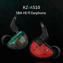 KZ AS10 Hifi наушники 5BA стерео наушники в ухо сбалансированные арматурные наушники для водителей монитор DJ наушники+ Aptx KZ Bluetooth кабель