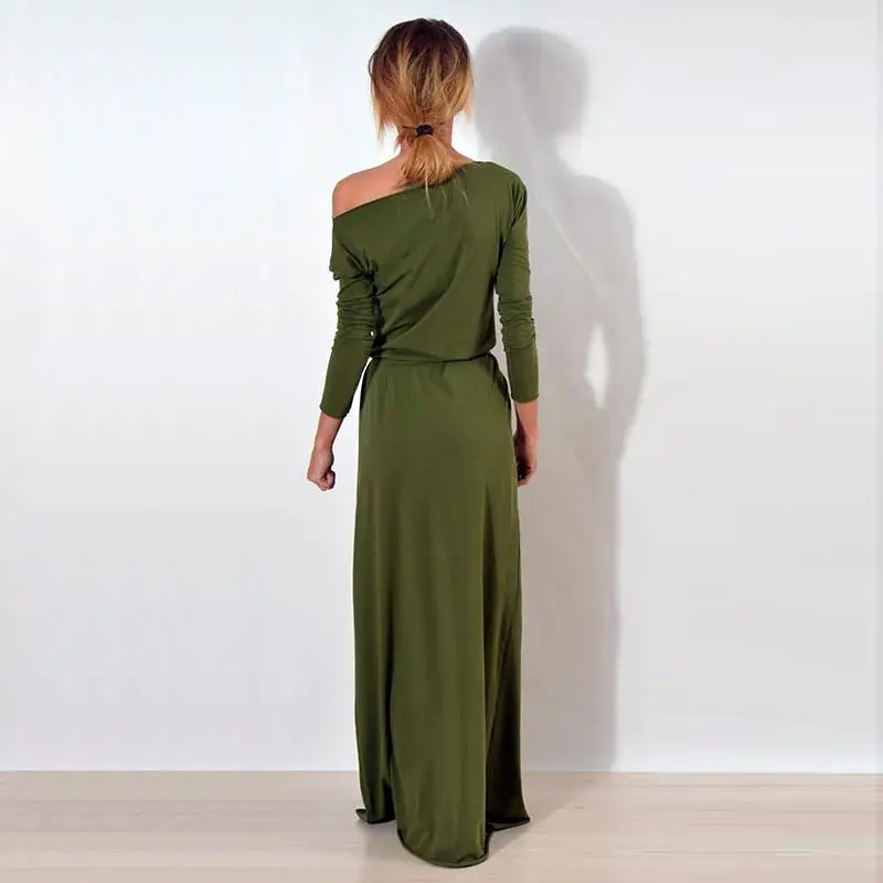 Женское платье макси на одно плечо с длинным рукавом|long loose dress|loose dressmaxi party dress |