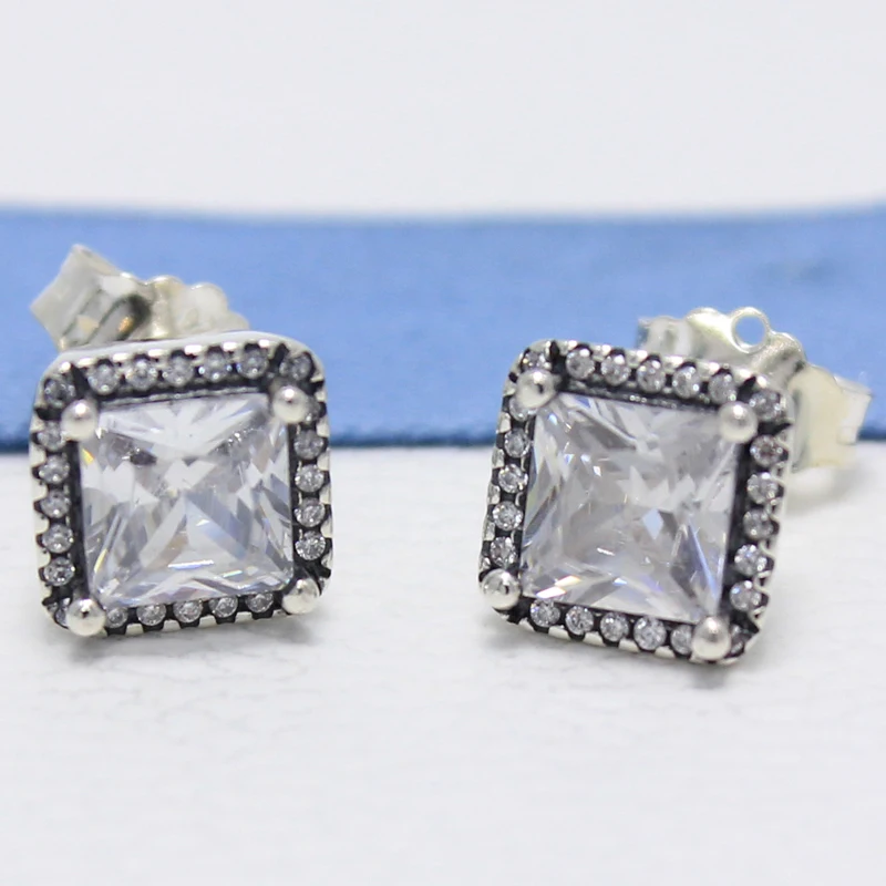 

ROCKART Standard 925 Sterling Silver Timeless Elegance Stud Earrings With Clear CZ Gift For Women Fine Jewelry Wholesale