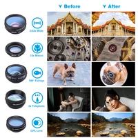 APEXEL Phone lens kit universal 10 in 1 Fisheye Wide Angle macro Lens CPL Filter Kaleidoscope+2X telescope Lens for smartphone 4