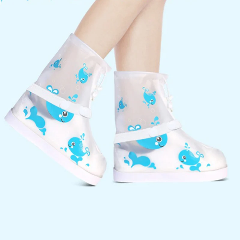 

PVC Unisex Rain Shoe Covers Child Waterproof Protector Shoes Boot Cover High-Top Anti-Slip Rain Shoes Cases With Drawstring Hot