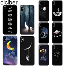 

ciciber For Iphone 7 8 6 6S Plus 5S SE X XR XS MAX Clear Soft silicone TPU Cover Phone Cases Cute Cartoon Moon Fundas Coque Capa