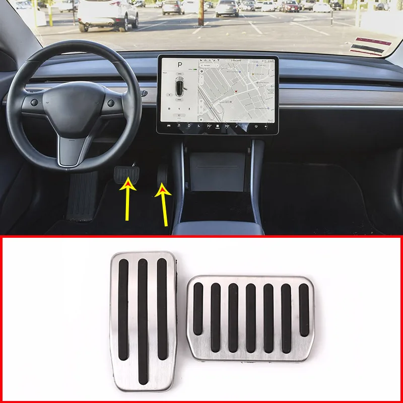 

For Tesla Model 3 Non-Slip Performance Aluminium alloy Accelerator Foot Rest Modified Pedal Pads Kit Brake Replacement Parts