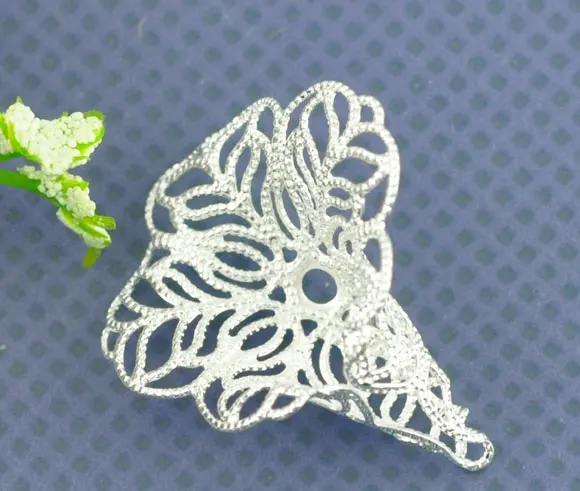 

New Fashion 5 Pairs SP Flower Filligree Earring Pendants 28x24mm (Over $100 Free Express)