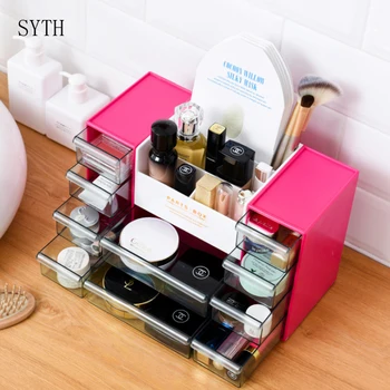 

SYTH Glossy Plastic Makeup Organizer Storage Box With Drawers Desktop Jewelry Box Storage Case Organizer For Cosmetics