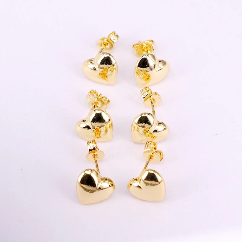 

6Pairs, Heart Shaped metal copper earrings gold filled women jewelry