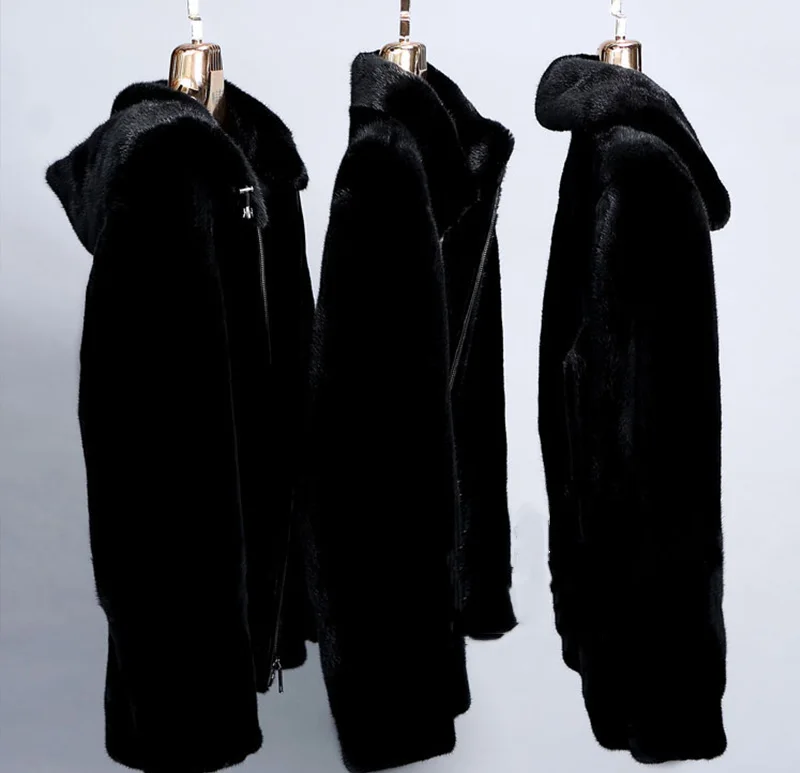 Fang Tai Fur 2019 Мужская импортная бархатная норковая шуба Водолазка черная сплошная норковая шуба Мужская короткая умная Повседневная