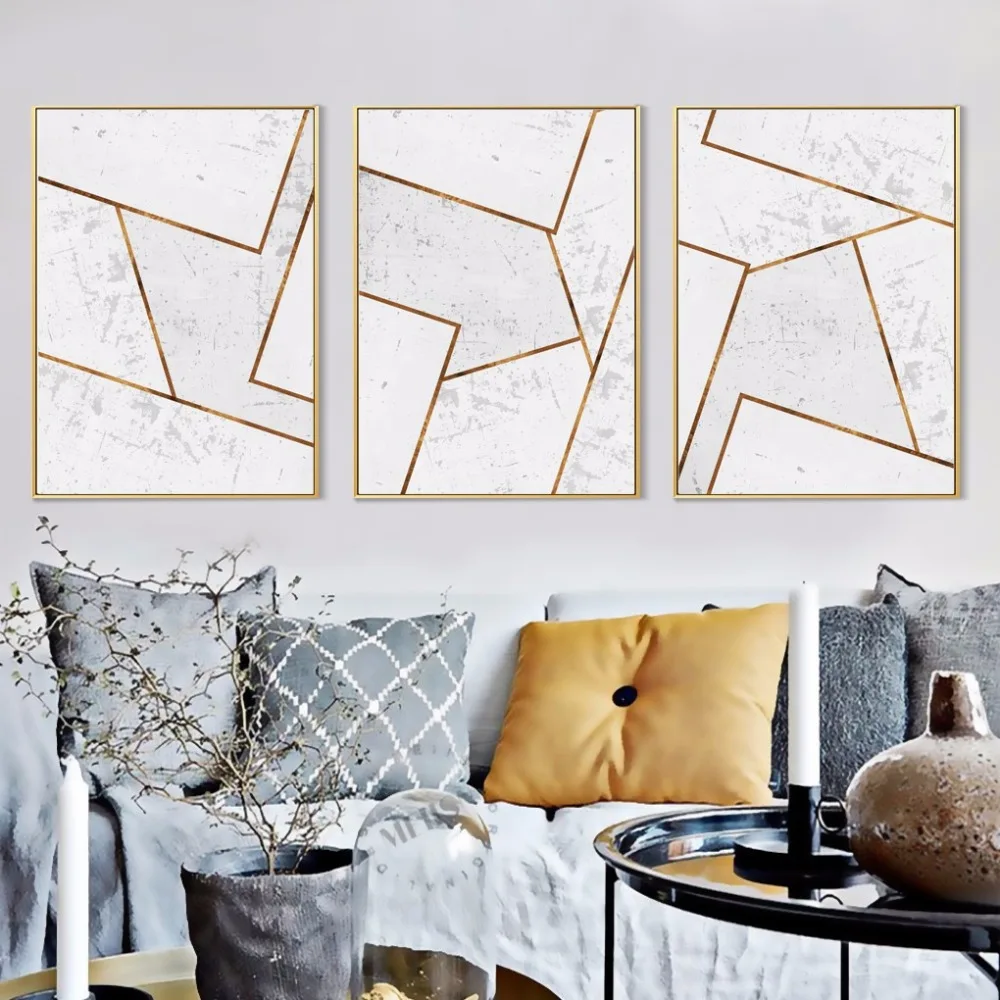 Nordic Dekorasi Rumah Abstrak Geometri Kanvas Lukisan Gambar Dinding