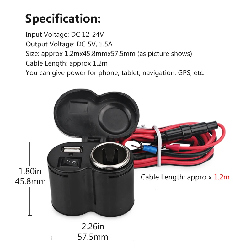 12V мотоциклов ATV Скутер USB Мощность адаптер гнезда прикуривателя Moto Порты и