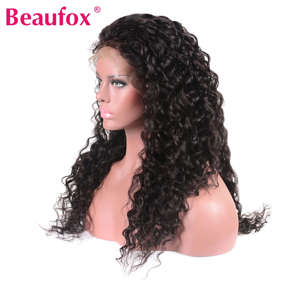 Beaufox 360 Lace Frontal Wigs Pre Plucked Hairline Peruvian Water Wave 360 Lace Front Human Hair Wigs Remy Hair Can Do Ponytail H (2)