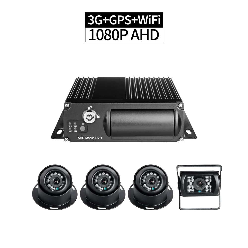 4CH 3G Network AHD 1080P SD Card Car Mobile DVR Kits WIFI Realtime