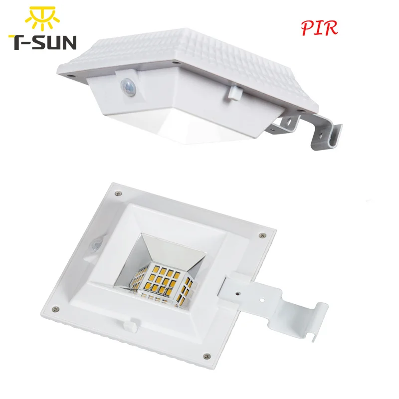 

T-SUNRISE PIR Motion Sensor Wall Light Cold White Gutter Lamp Outside LED Solar Wall Lamp for Garden Street Yard Security