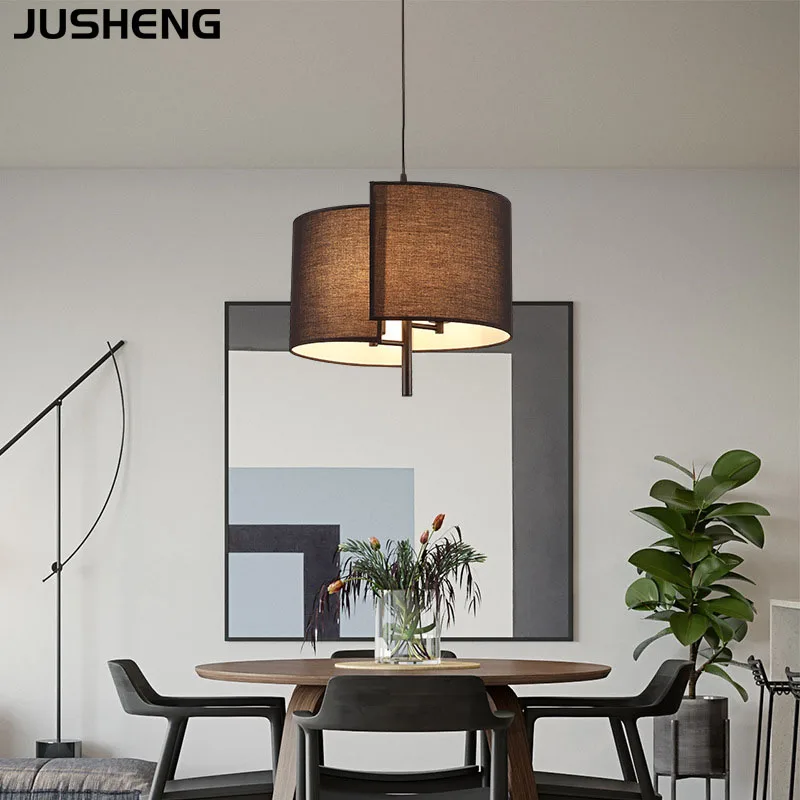 

JUSHENG Fabric Chandelier Living Dining Room LED Pendant Lights for Bedroom Kitchen Bedside Restaurant Lighting Fixture E14 Bulb