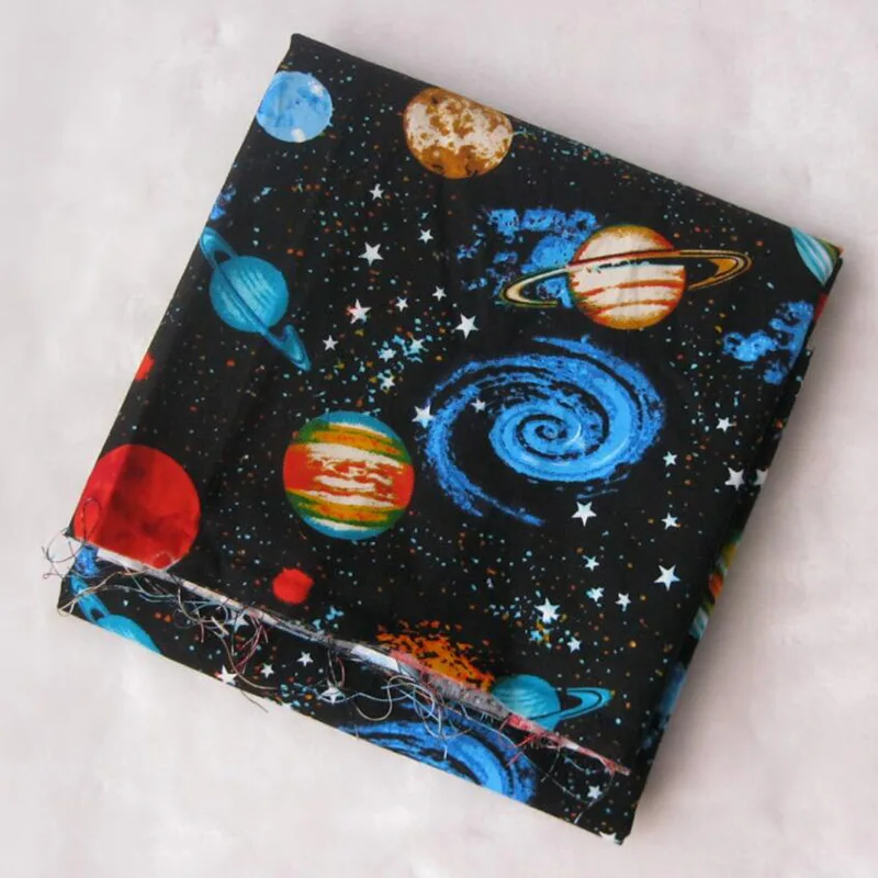 Ширина 105 см хлопок ткань черная Вселенная космическая ткань с принтом галактики лоскутное шитье материал для Diy детская одежда