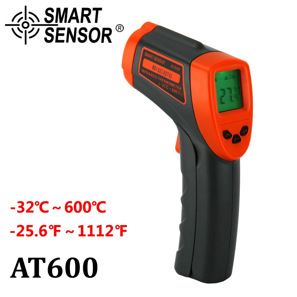 

Digital Infrared Thermometer -32~600 C Non-Contact laser IR Temperature Gun Pyrometer meter Aquarium Emissivity Adjustable