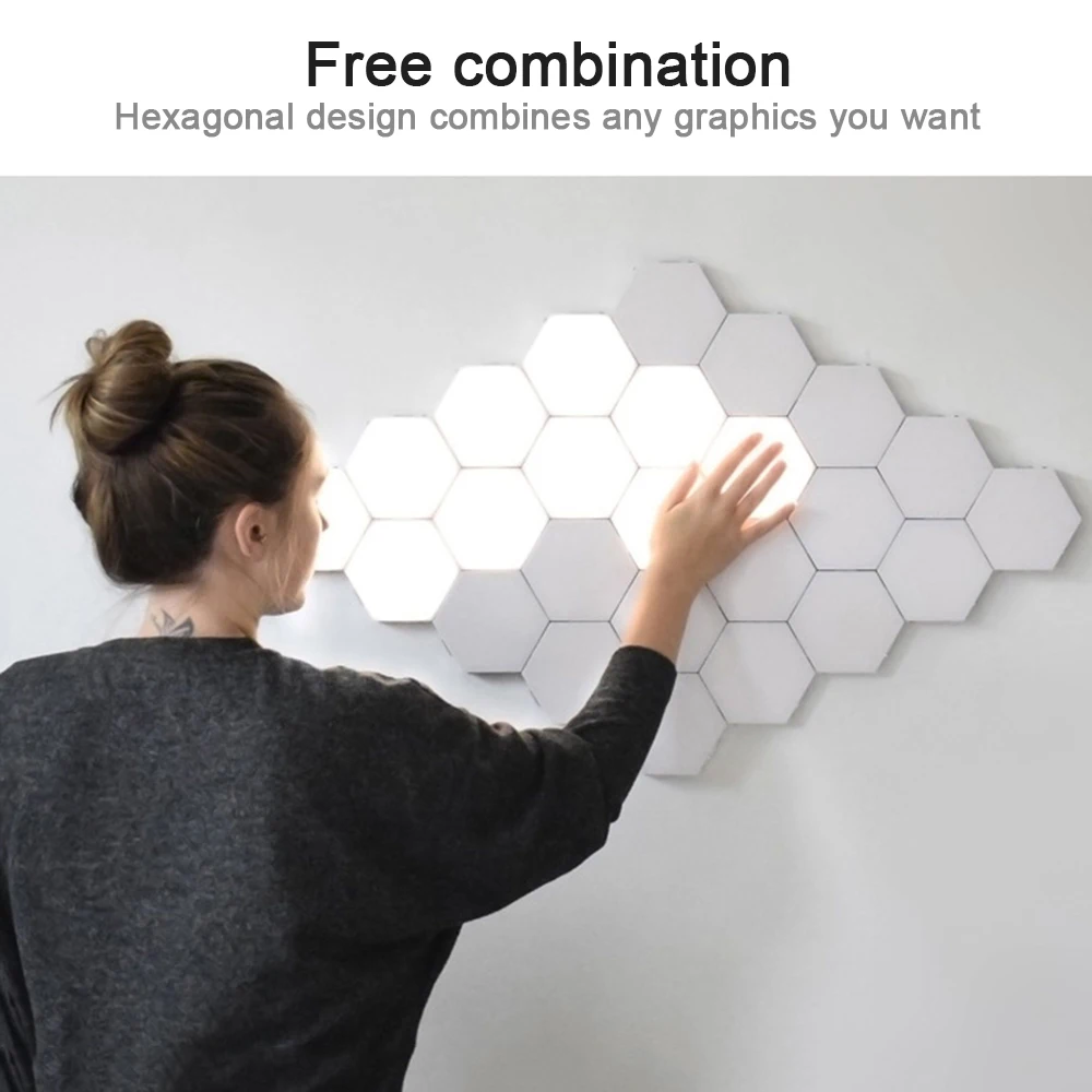 

Quantum light led mosaic hex light modular touch sensor night light magnetic hexagon creative decorative wall lamp vanity light