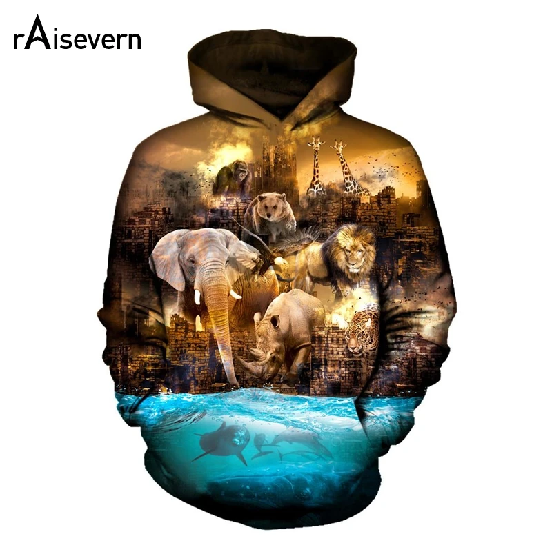 

Land And Sea Anime Destroy The World 3D Hoodie Tracksuit Giraffe Lion Leopard Printed Pullovers Fashion Long Sleeve Sweatshirts
