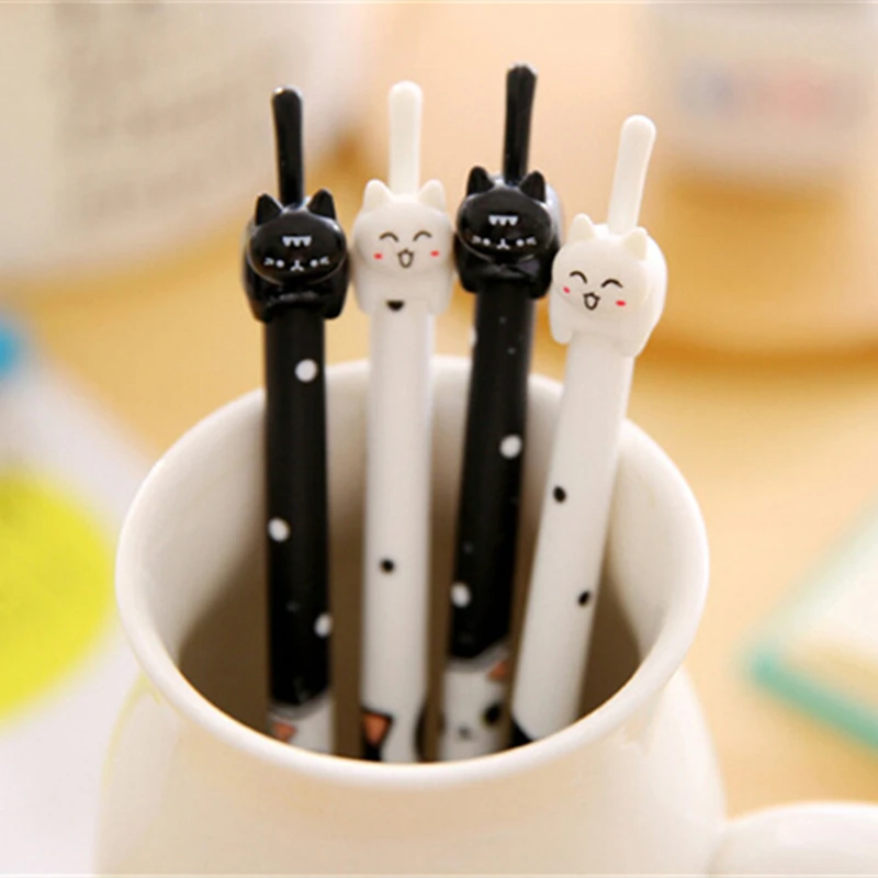 36 pcs/lot Cute Cat Gel Pen Novelty Cartoon Animal Kitty Pens Black Ink Stationery School&office