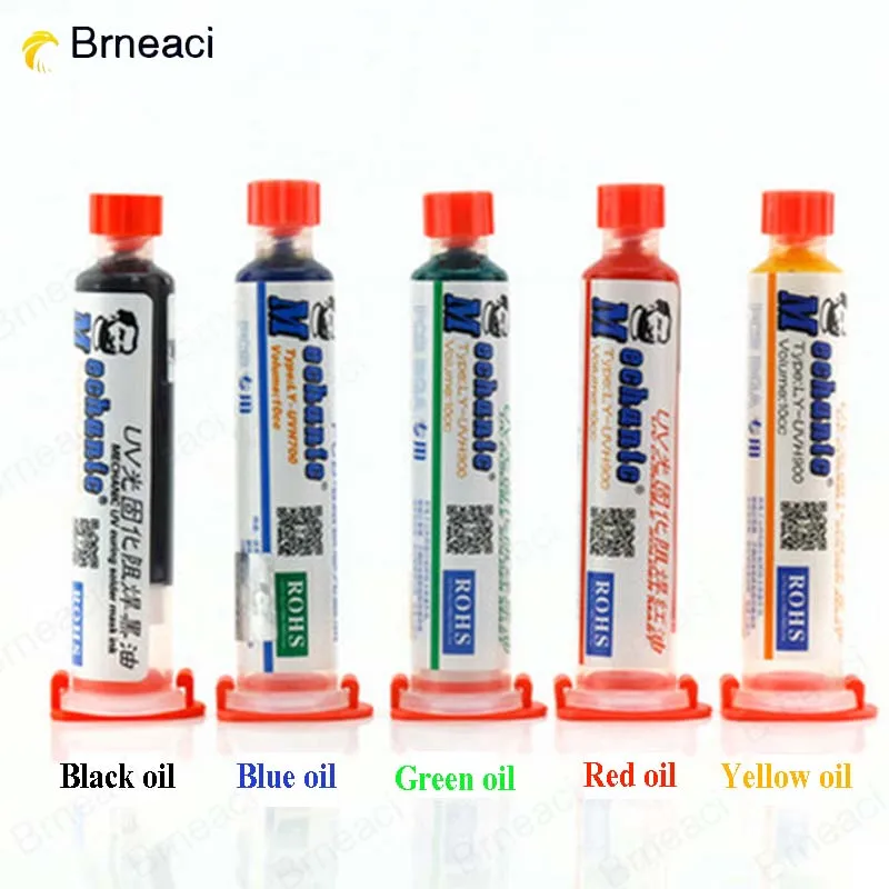 Brneaci 5 colour UV Curable Solder Mask 10CC For PCB Circuit Board
