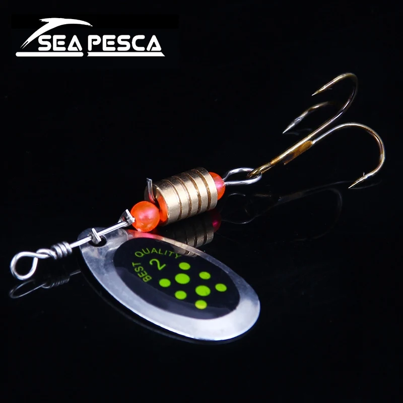 SEAPESCA النحاس الترتر ملعقة إغراء 3.5g 5.5 سنتيمتر الفولاذ المقاوم للصدأ سلك التريبل خطاف البني ل جثم الصيد إغراء ZB69