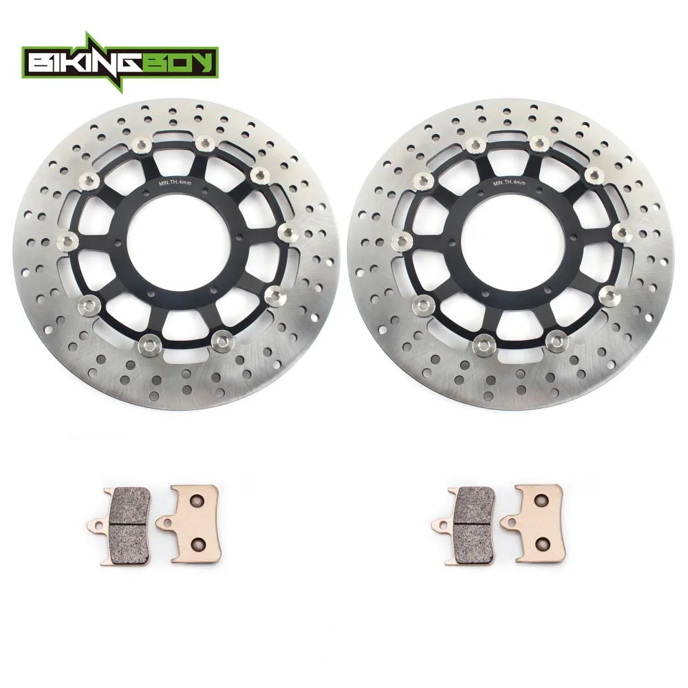 BIKINGBOY For HONDA CB 900 919 F Hornet 2002 2003 2004 2005 2006 F2 F3 F4 F5 F6 Wavy Round Front Brake Discs Disks Rotors Pads - Цвет: Round Black