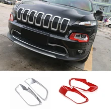 Mopai abs frente do carro farol lâmpada sobrancelha decoração capa guarnição exterior adesivos para jeep cherokee 2014 up estilo do carro