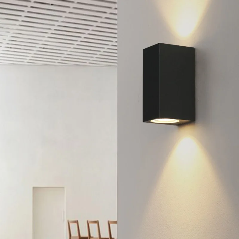 Black Aluminum + Glass 3W LED Wall Lamp Square Outdoor Decoration Modern Style | Лампы и освещение