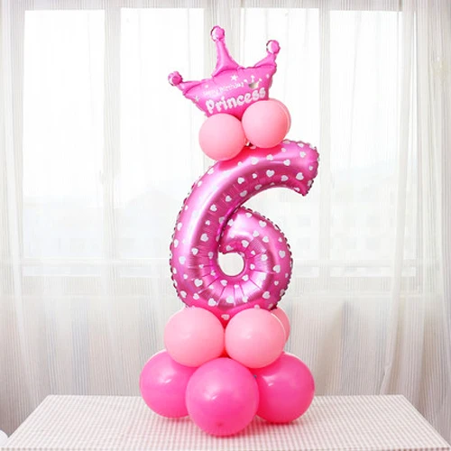 32 дюймов надувные шары в виде цифр розовый синий цифра гелиевые шары на день рождения украшения для мероприятий, вечеринок, свадьбы Поставки номер фольги big шаре - Цвет: Pink 6