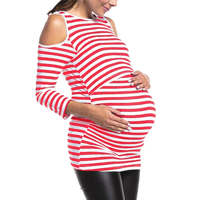 

Telotuny maternity clothes Women Long Sleeve Off Shouder Maternity Breastfeeding clothes for pregnant women Layer Blouse Dec28