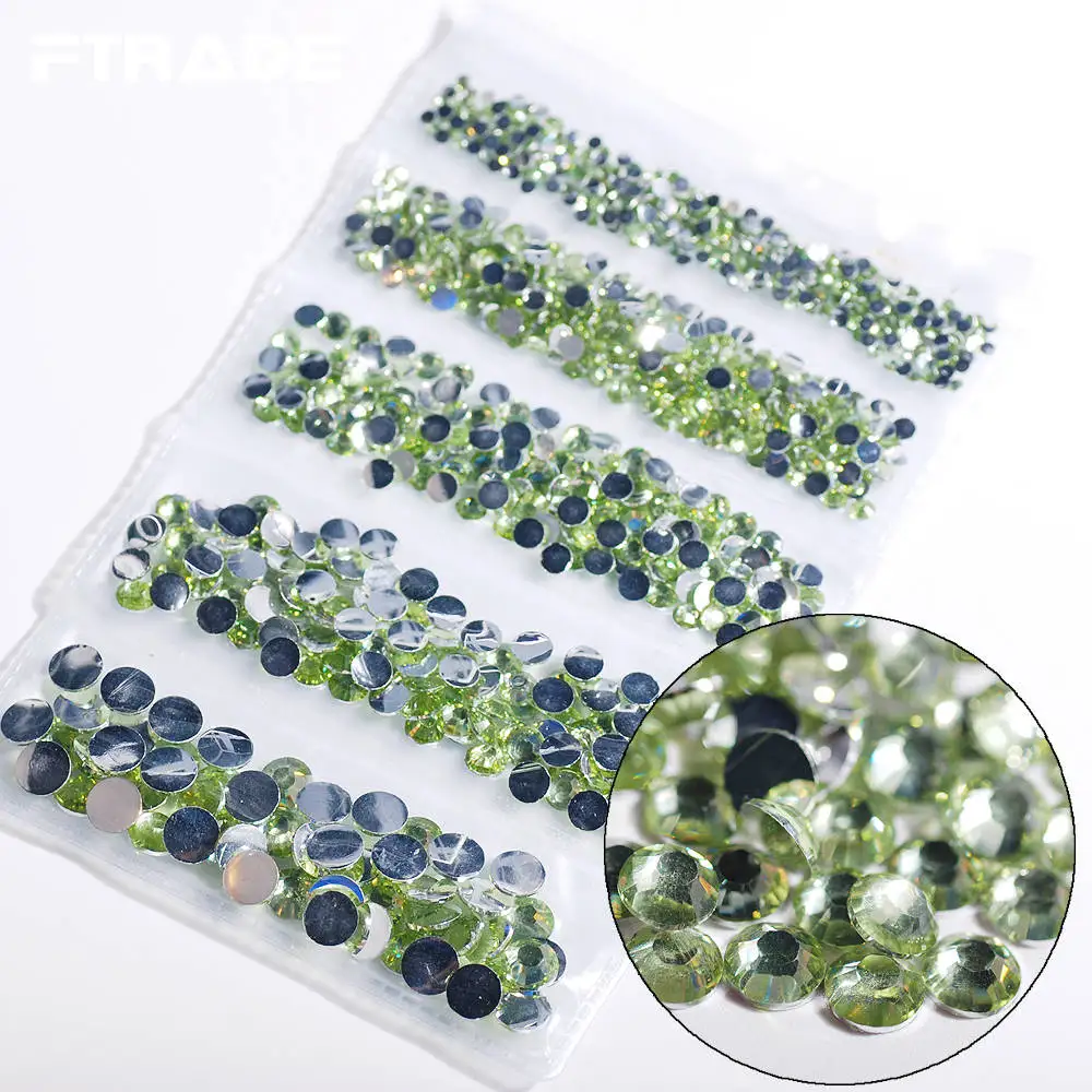 Light green 1 упаковка, 2 мм-6 мм, полимерные круглые Стразы для ногтей с плоской задней поверхностью, цветные, для маникюра, очаровательные, для макияжа, драгоценные камни, 1000 шт - Цвет: Light green