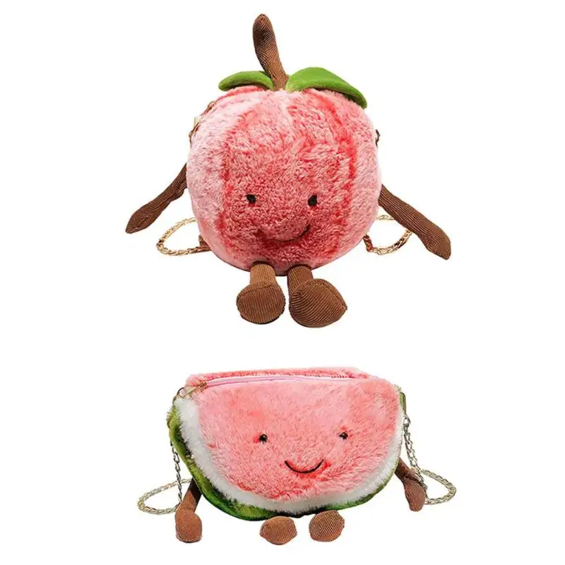 Милые для маленьких девочек плюшевые фрукты узор сумки на плечо Kawaii Дети цепи Crossbody сумка Детская школьная Bolsos Feminina