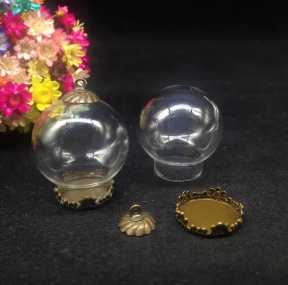 bronze small cap 3 шт. 25*15 мм открытый рот стеклянный флакон пузырек стеклянный купол 15 мм цветочный поддон DIY Стеклянная подвеска в виде флакона стекло Желая бутылки подвески-банки - Цвет: bronze small cap