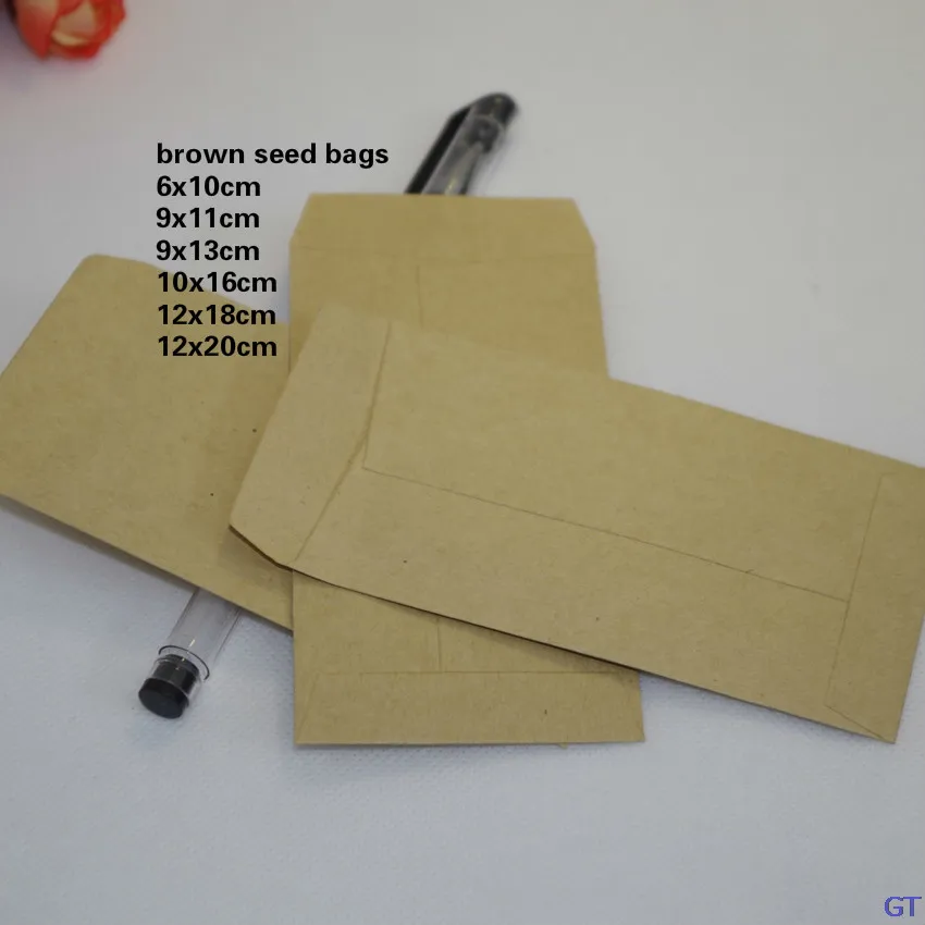 

6x10/9x13/10x16/12x20cm kraft paper brown seed bags isolation sack seed packaging/protective, vertical envelope style 100pcs/lot
