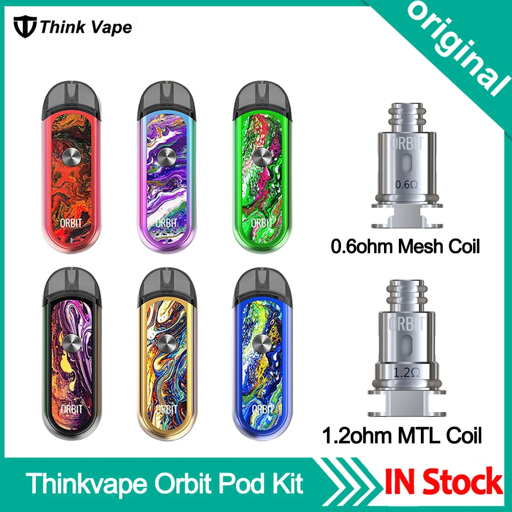 

Original Think vape Orbit Pod Kit 0.6ohm Mesh Coil & 1.2 ohm MTL Coil 3ml Cartridge Electronic Cigarette Kit