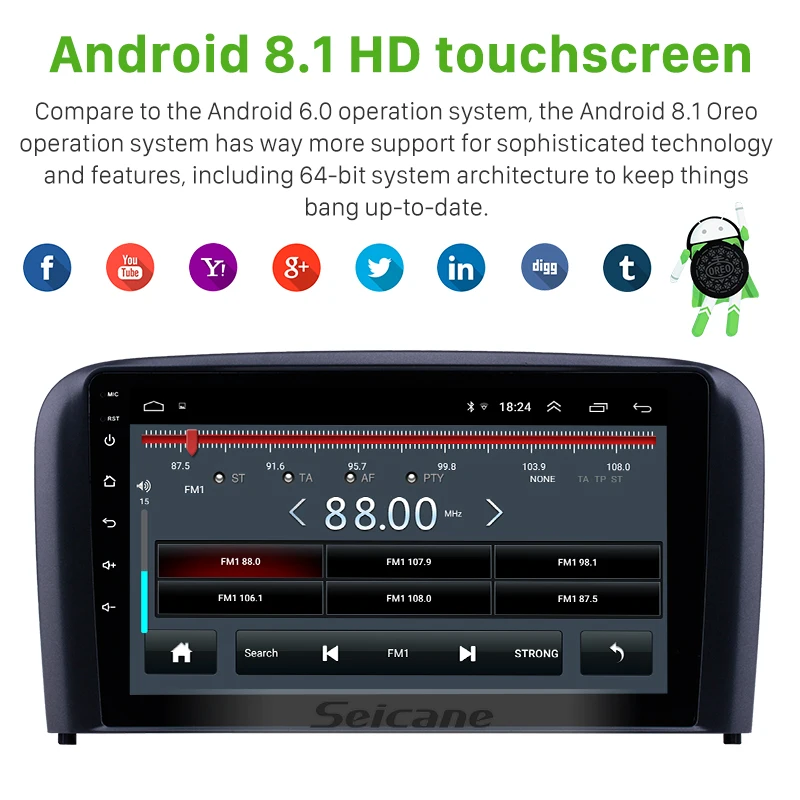 Seicane 9 дюймов Android 8,1 автомобильный блок радио для 2004 2005 2006 Volvo S80 GPS навигация USB AUX поддержка Carplay DVR OBD Цифровое ТВ Seicane 9 дюймов Android 8,1 автомобильный блок радио для 2004 2005 2006 Volvo S80 GPS навигация USB AUX поддержка Carplay DVR OBD Цифровое ТВ