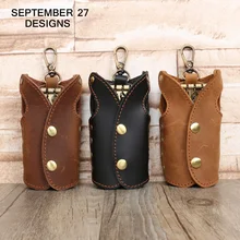 Кошелек для ключей из натуральной кожи, мужские кошельки для ключей Crazy horse, кожаный женский держатель для ключей, мужской чехол для ключей с застежкой