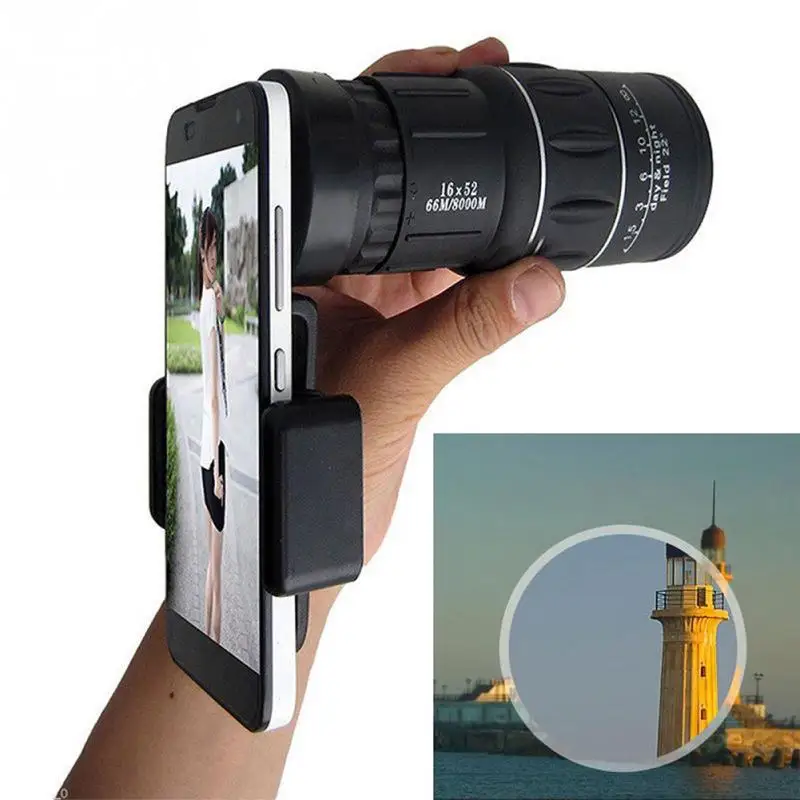

16X52 HD Day Night Vision Dual Focus Phone Photo Clip Monocular Camping Hiking Telescope phone lens