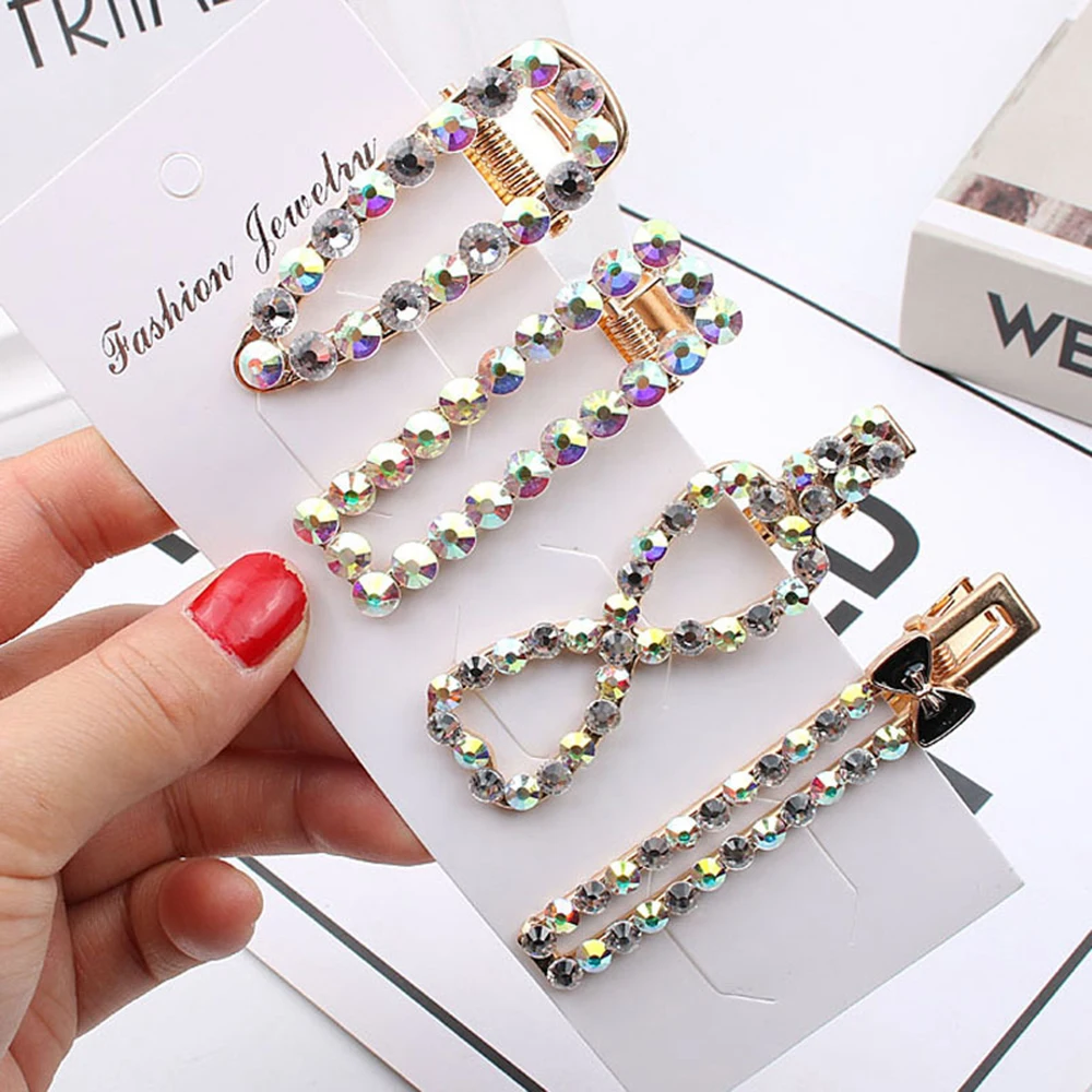 

1pcs Korea Fashion Colorful Crystal Hairpin Geometric Rhinestone Hair Clip Barrette For Women Girls Hair Styling Accessories