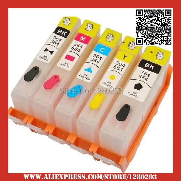 

5 Piece 1 Set Empty Refillable Ink Cartridge for HP 364 XL for HP Photosmart 5510 5520 5515 5524 6510 6520 7510 7520 printer ink