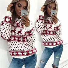 Outono inverno quente feminino hoodies feliz natal impressão de manga cheia camisolas topos casuais senhoras pullovers algodão streetwear(China)