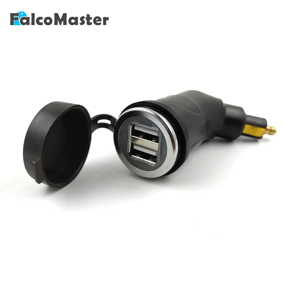 

Charger Socket Motorcycle Parts Angled Dual Car USB Charger Adaptor For BMW DIN Plug Power For Mobile Phone/iPhone